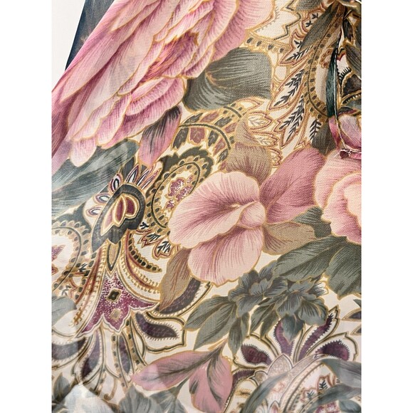 Victoria’s Secret Gold Label Sheer Floral Blouse Pearl Button VNeck Romantic M/L - Picture 7 of 15